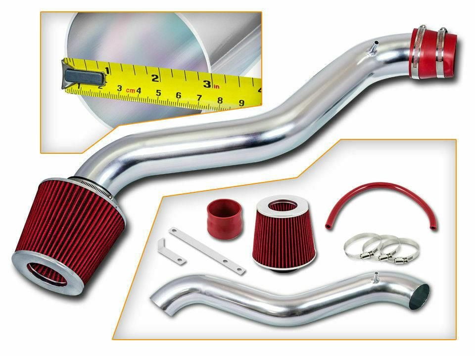 Red Cold Air Intake System Kit for 1998-2002 Honda Accord 2.3L DX LX EX SE VP & 1997-2001 Honda Prelude 2.2L, Anodized Aluminum Engine Intake Pipe, SKU 92531952