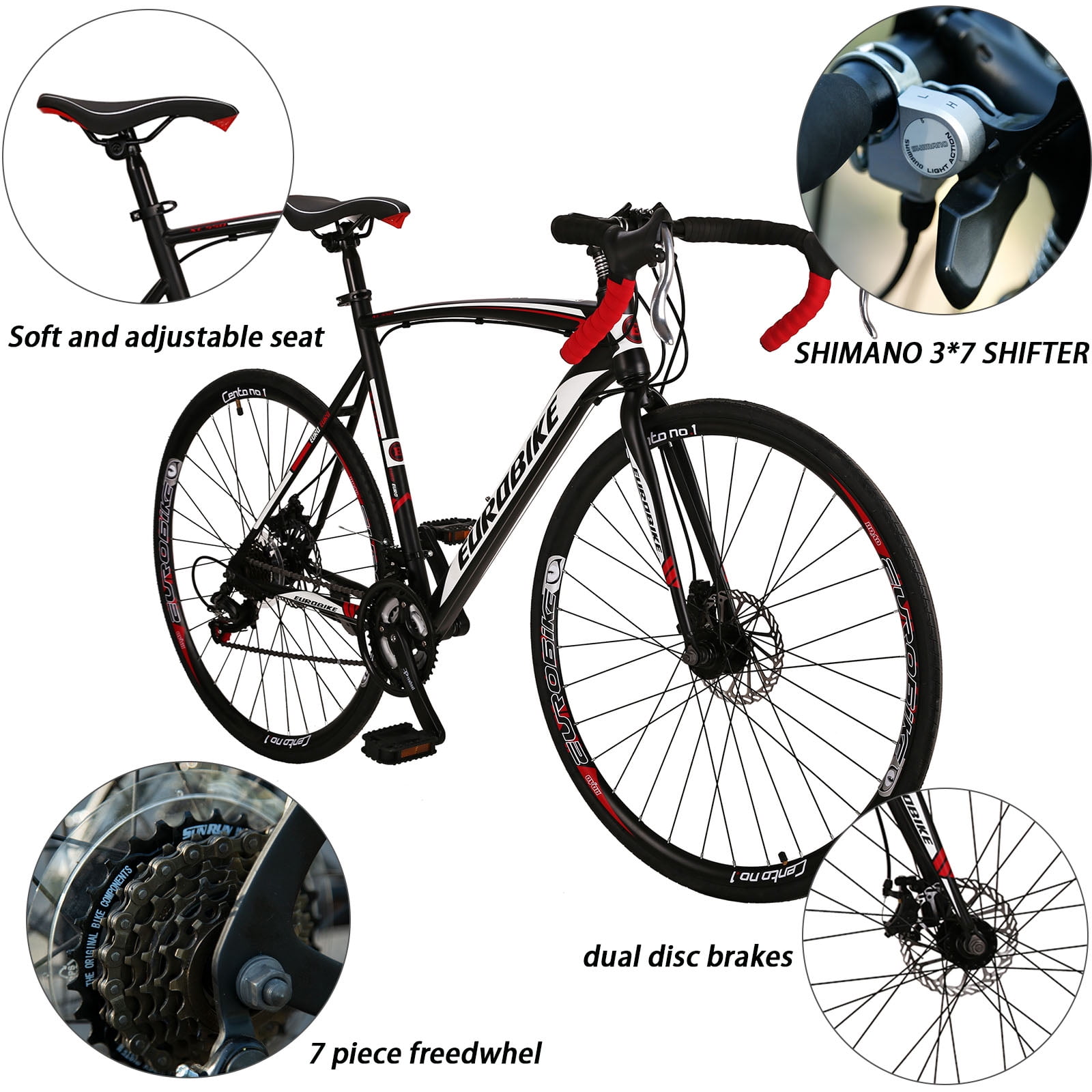 Eurobike XC550, 21 Speed Road Bike, 700C Wheels, 54Cm for
