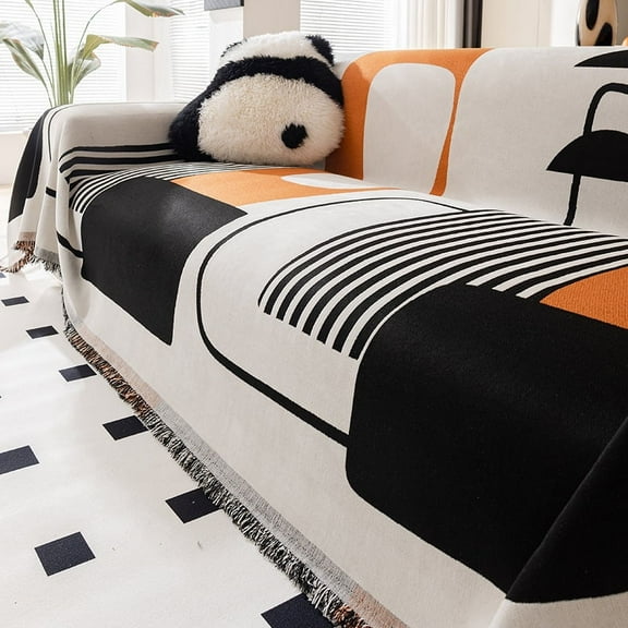 XmhyTop Couch Cover Orange Chenille Sofa Covers Sofa Towel Cover for Living Room Sofa Easy Fit Washable Furniture Sofa Protector 70.87*165.35inch