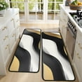 thumbnail image 4 of Kitchen Rugs Sets Of 2,Black White Marble Gold Wave Pattern Anti Fatigue Kitchen Mat Rugs Non Slip Washable,Decorative Kitchen Floor Mats for Kitchen,Sink,Laundry,17"x47"+17"x47", 4 of 5