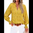 thumbnail image 2 of Blusa de Estilo Bohemio con Cuello en V y Mangas Largas, Estilo Floral, Informal, Holgada, de Verano, con Mangas Abullonadas para Mujer. Amarillo L, 2 of 6