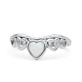 thumbnail image 1 of Hearts Petite Dainty Ring Lab Created White Opal Solid 925 Sterling Silver Size 8, 1 of 4