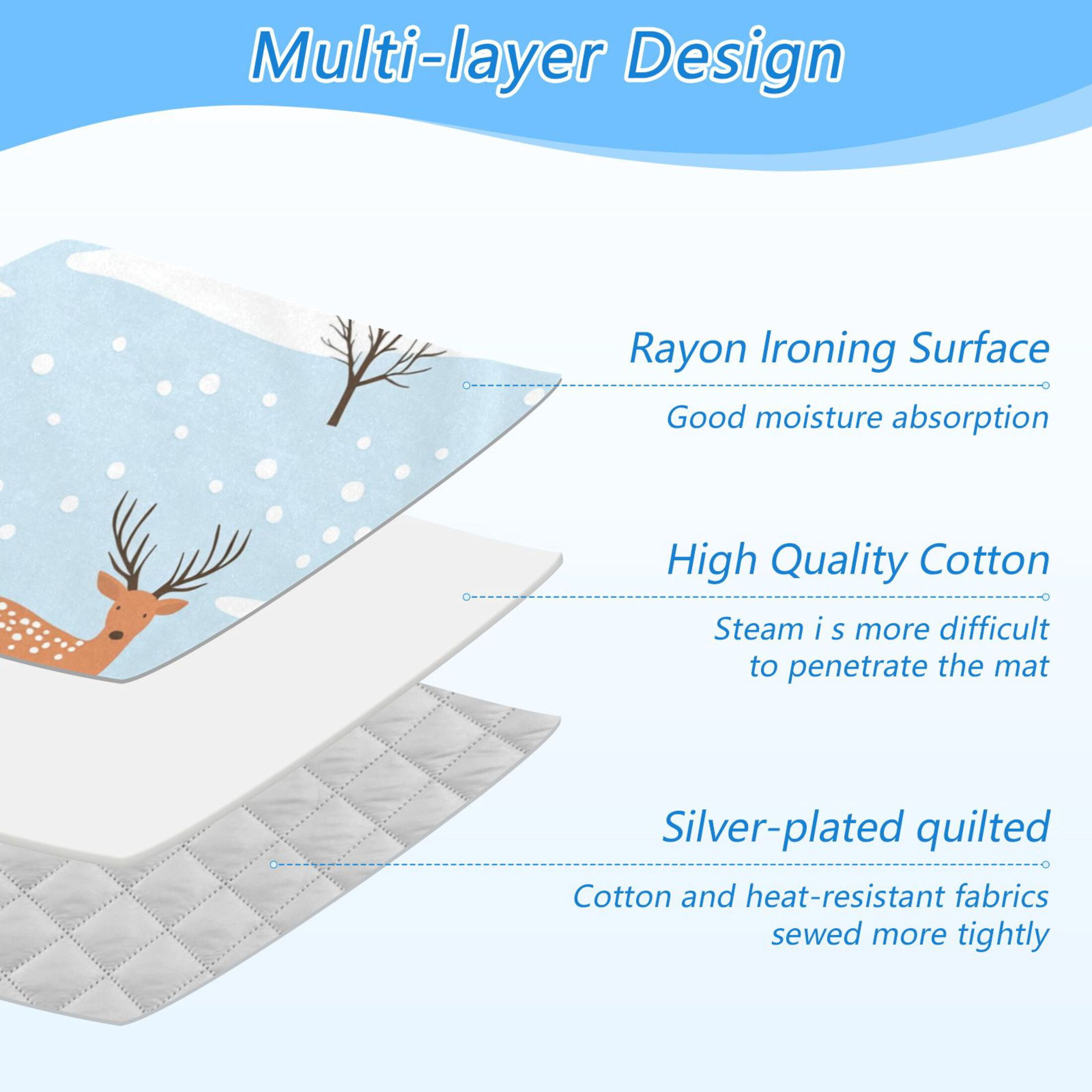 Deers Winter Snow Trees Ironing Mat Blanket Portable Travel Ironing Pad Heat Resistant Pad 47.2" x 27.6”