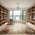 thumbnail image 2 of ODIKA 9'x12' Washable Area Rug Low Pile, Flatwoven, Neutral Cream Vintage Boho Bordered Bouquet Distressed Retro Motifs for Great Room, Indoor Concept, Large Living, 2 of 7