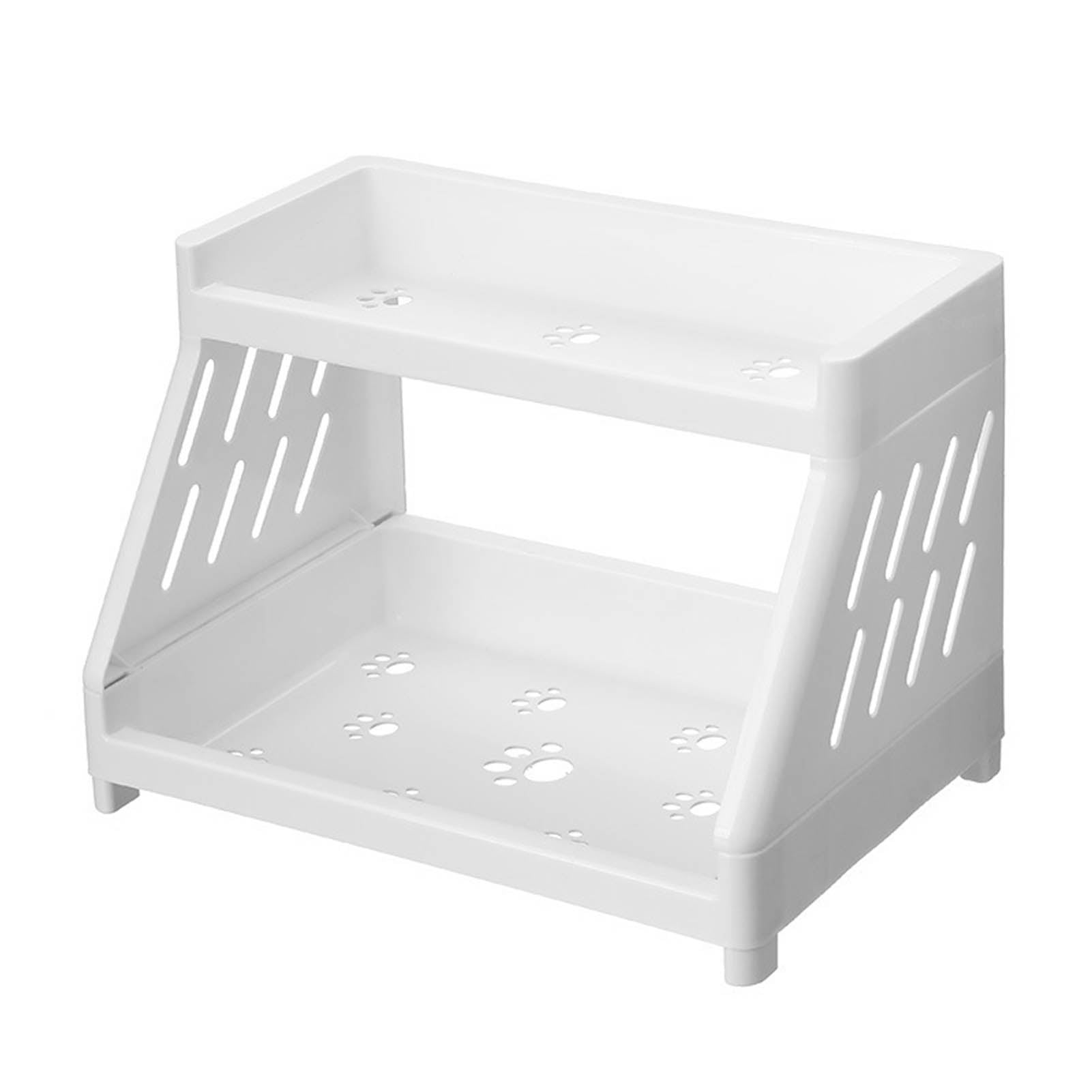 Desktop Storage Rack, Hollow Cat Paw Small Desk Shelf Organizer 2 Tier  for Jewelry for Office