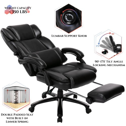 Big and Tall Reclining Office Chair, High Back Executive Computer Desk Chair with Adjustable 