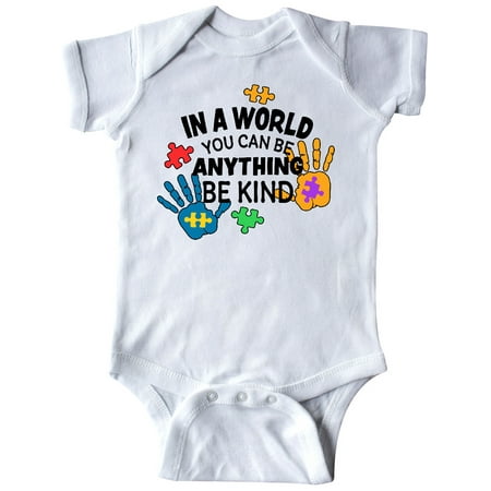 

Inktastic In a World You Can Be Anything Be Kind Autism Awareness Gift Baby Boy or Baby Girl Bodysuit