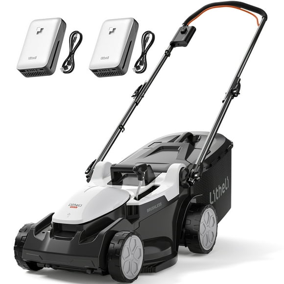 Litheli Cordless Lawn Mower, 2*20V Electric Lawn Mowers, 16 Inch, 6-Position Height Adjustment, Light Weight, With 2*4.0Ah Portable Battery, for Garden/Yard/Farm