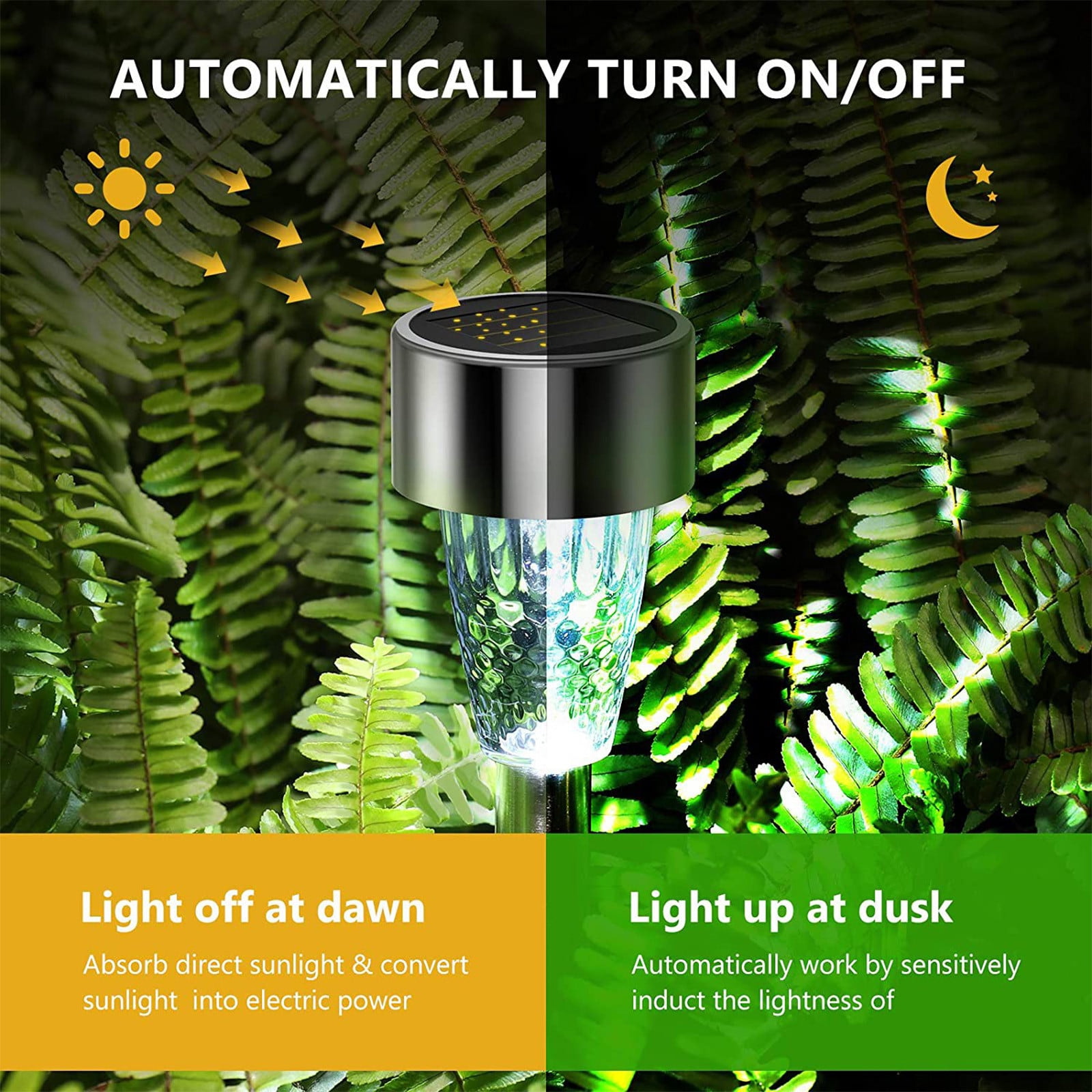 10 Pack Solar Powered Outdoor LED Landscape Lights Waterproof Garden Lighting Stainless Steel Ground Spotlights for Yard Patio Driveway