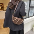 thumbnail image 6 of HUISZJ Faux Suede Rivet Shoulder Bag, Women Underarm Bag with Zipper, Studded Crossbody Bag for School Work Shopping Travel (Coffee), 6 of 10