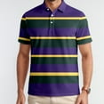 thumbnail image 2 of Polo Shirts for Men Casual Striped Short Sleeve Buckle Collar Breathable Lapel Tops Summer Comfortable Mens T Shirts Purple XXXL, 2 of 5