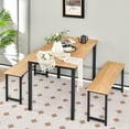 thumbnail image 5 of Costway 3pcs Dining Table Set Modern Studio Collection Table and 2 Bench Nature, 5 of 12