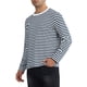 thumbnail image 4 of Camiseta de rayas INSPIRE CHIC para hombre, cuello redondo, de manga larga, básica, talla 2XL, color azul marino y blanco, 4 of 5