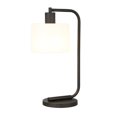 thumbnail image 3 of HomeRoots 524486 20 in. Black & White Metal Arched Table Lamp with White Drum Shade, 3 of 5