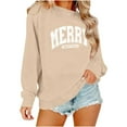 thumbnail image 2 of Women's Christmas Sweatshirts Casual Crew Neck Blouses Top Xmas Holiday Winter Sweater Christmas Letter "MERRY" Printed Long Sleeve Shirts Pullover, 2 of 8