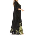 thumbnail image 4 of Sakkas Leonor Women's Boho Casual Long Maxi Caftan Dress Kaftan Cover-up LougeWear - 6-BlackGreen - One Size, 4 of 5