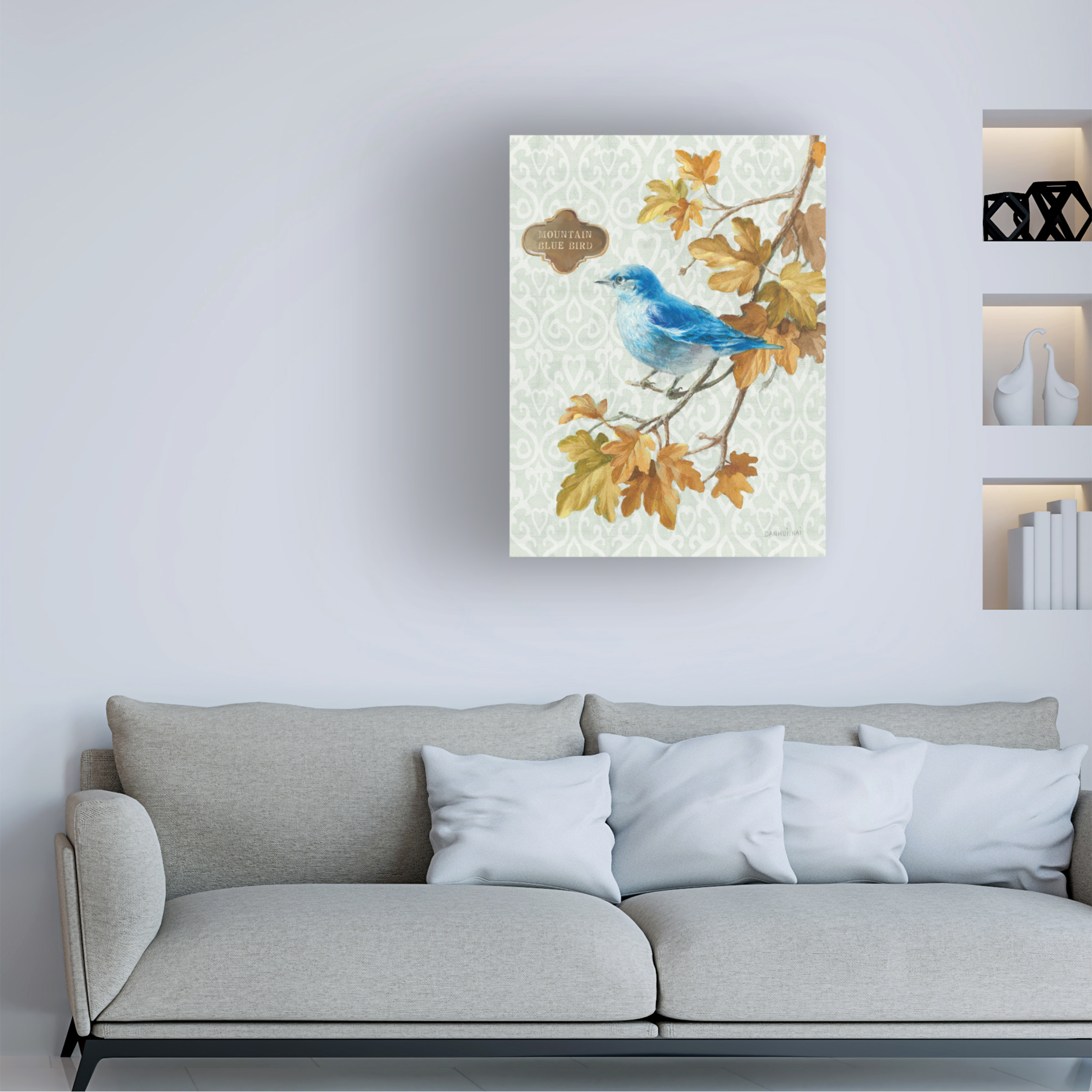 Trademark Fine Art 'Winter Bird Mountain Blue Bird' Canvas Art by Danhui Nai