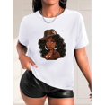 thumbnail image 1 of T-Shirt Imprimé Portrait Inspiré du Denim Chic pour Femmes - Mode Décontractée, Col Rond, Manches Courtes, Polyester Respirant - Parfait pour la Fête des Pères Printemps/été, Fête des Mères, Nouvel An, Festival de Printemps, 1 of 8