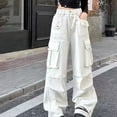 thumbnail image 2 of Dagugfen Cargo Pants for Teens Elastic Waist Loose Fitted Full Length Pants Casual Daily Wear Street Fashion Pants with Multi Pockets(7-8Years,White), 2 of 6