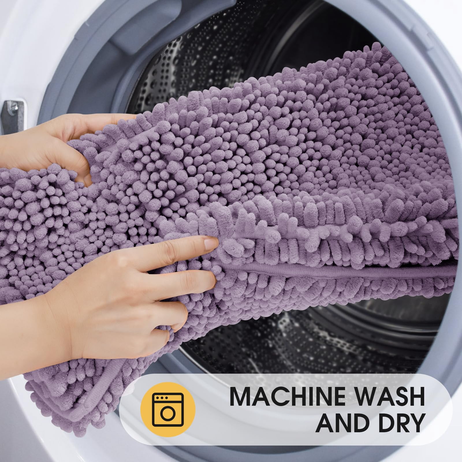 HAKUNA Upgrade Extra Large Lavender Bathroom Rug Set 2 Pieces 32"x20"+24"x17" Ultra Soft, Thick Absorbent Bath Mats, Non Slip Chenille Toilet Mat for Bathroom, Bedroom, Kitchen