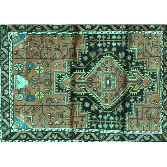 Ahgly Company Indoor Rectangle Persian Turquoise Blue Traditional Area Rugs, 7' x 9'