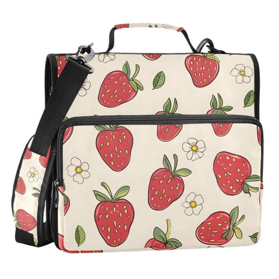 ALAZA Zipper Binder Strawberry and Floral 3 Ring Trapper Keeper File Folder Organizer Bag
