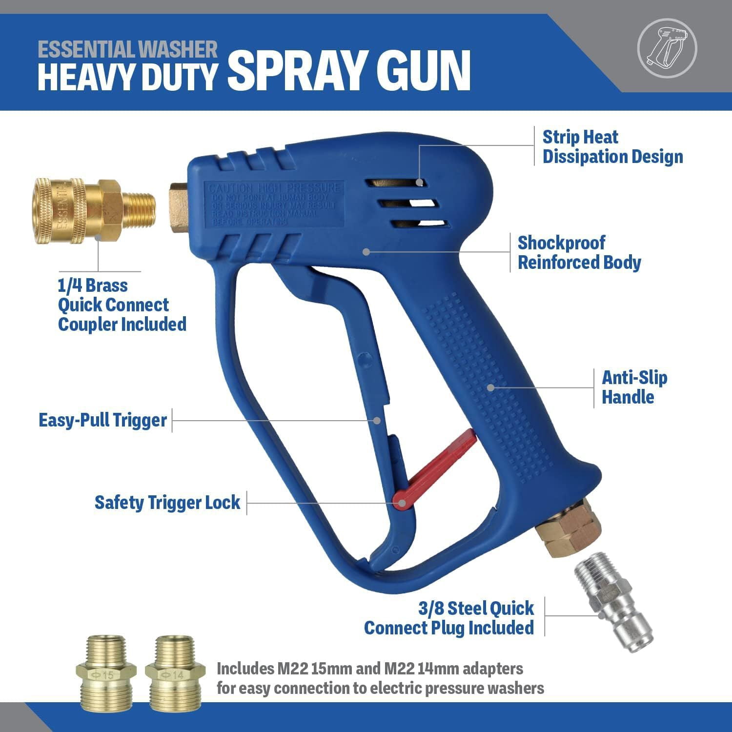 ESSENTIAL WASHER PSI Pressure Spray Gun, 5" x 1.5"