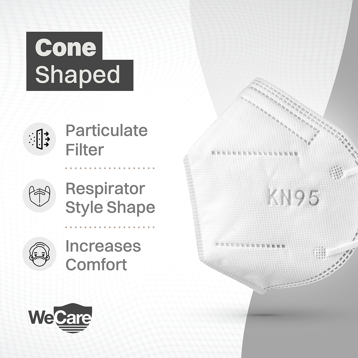 WeCare Disposable KN95 Face Mask Adult White 20 Masks/Box 50 Boxes/Pack (TBN202737) TBN202922