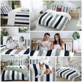 thumbnail image 5 of Gray Navy Blue Striped Duvet Cover Set Twin Size, Modern 4 Piece Soft Microfiber Bedding Set with 1 Duvet Cover, 1 Flat Sheet, 2 Pillowcases, 5 of 9