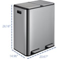thumbnail image 5 of Kojooin Dual Compartment Trash Can, 60L Stainless Steel Garbage Bin with Soft-Close Lid and Removable Inner Buckets, 5 of 5