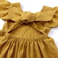 thumbnail image 6 of Einccm Dress for Girls Summer Cotton Linen Bow A-Line Princess Dress, Solid Color Flying Sleeve Pleated Casual Toddler Dress, Cute Party Holiday Dress for Baby Girls 9 Months to 6 Years, 6 of 8