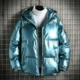 thumbnail image 2 of Fesfesfes Shiny Puffer Jacket for Men Causal Hooded Coat Reflective Down Jacket Winter Bomber Jacket Sale Clearance, 2 of 5