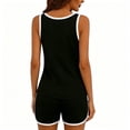 thumbnail image 6 of Pounoo Women's Activewear Sets Ribbed Contrast Trim Sleeveless Tank Top And Shorts Two Piece Tracksuits Workout Style Soft Stretchy Comfortable Loungewear Gift, 6 of 7