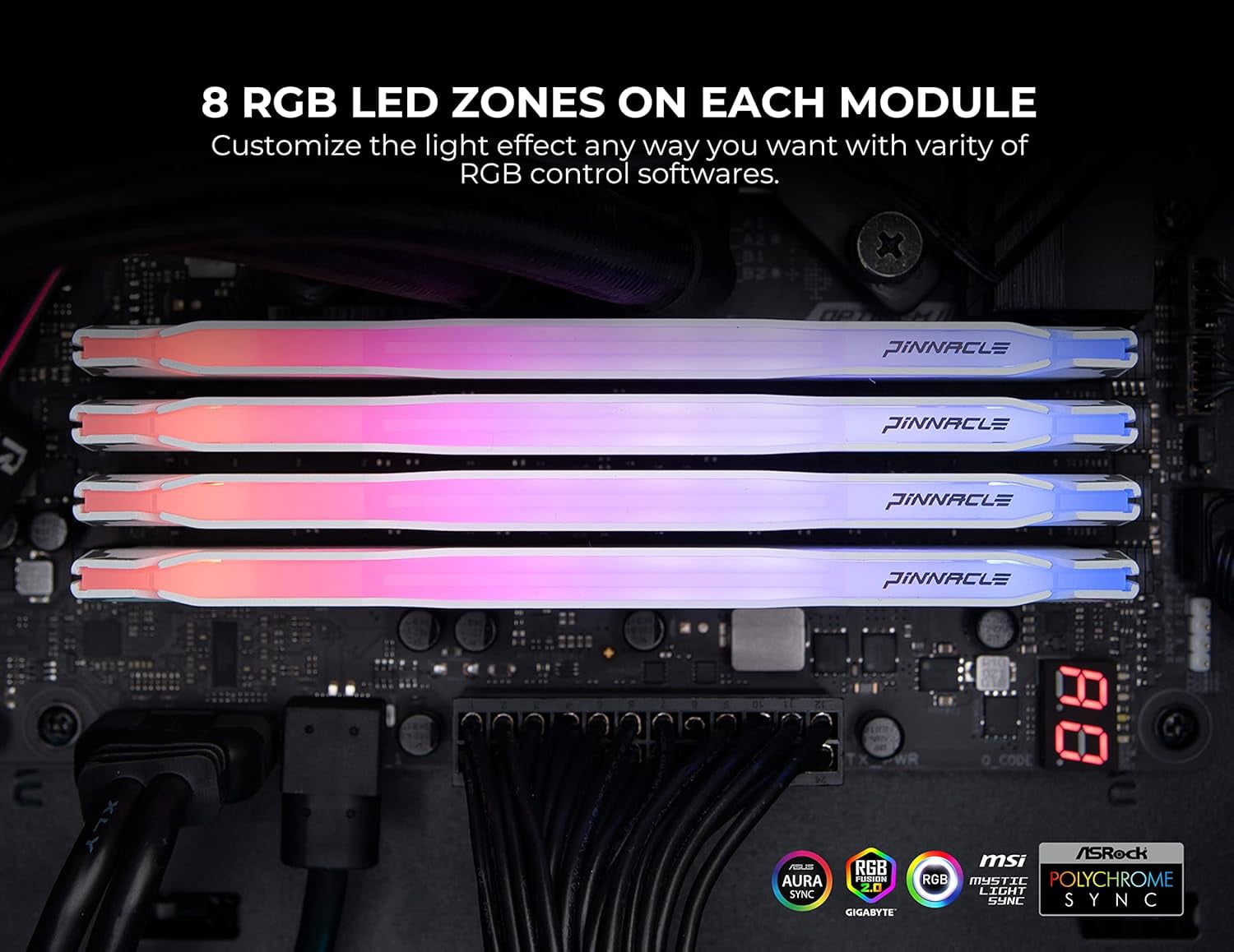 Timetec Pinnacle Konduit RGB 32GB KIT(2x16GB) DDR4 3200MHz PC4-25600 CL16-18-18-38 XMP2.0 Overclocking 1.35V Dual Rank Compatible for AMD and Intel Desktop Gaming PC Memory Module - White