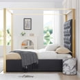 thumbnail image 2 of Rollie Canopy Vegan Leather Upholstered Queen Bed Frame In Black, 2 of 7