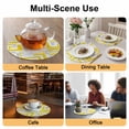 thumbnail image 2 of Modern Geometric Yellow Round 13 Inch Placemats Set of 4, Abstract Minimalist Artwork Lines HeatResistant Non Slip Place Mats for Dining Table, Wipeable Braided Kitchen Table Mats for Housewarming, 2 of 9