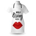thumbnail image 4 of Kissing Apron, Valentines Day Romantic Lettering and Reddish Lip Demonstration, Unisex Kitchen Bib with Adjustable Neck for Cooking Gardening, Adult Size, Charcoal Grey and Vermilion, by Ambesonne, 4 of 4