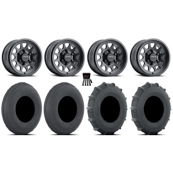 Method 414 15" Wheels Black (5 2/6 4) 33" Sand SS Tires Can-Am Maverick R