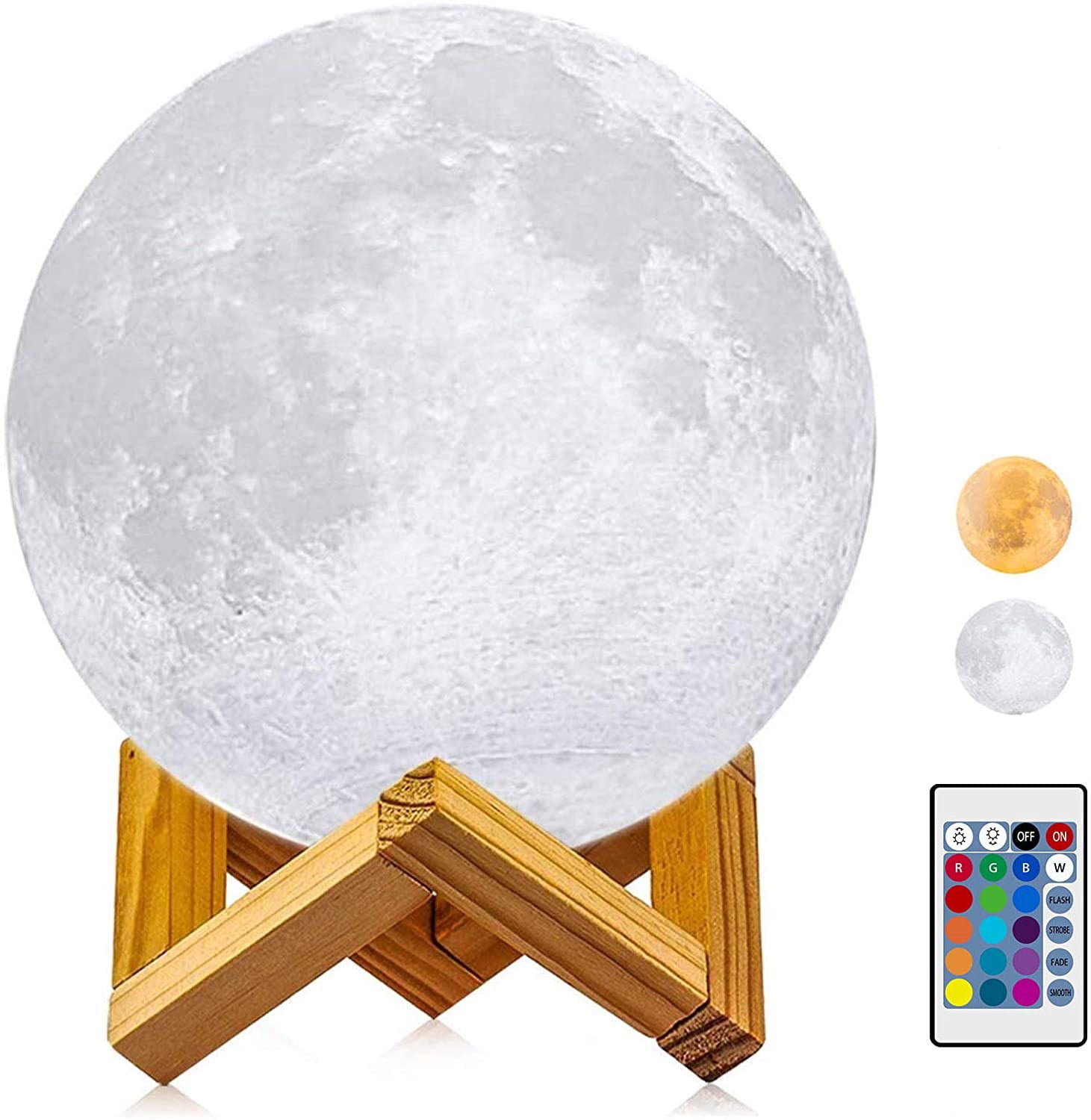 Details about   Rechargeable LED Night Light Remote Control 16 Color 3D Printing Moonlight Lamp 