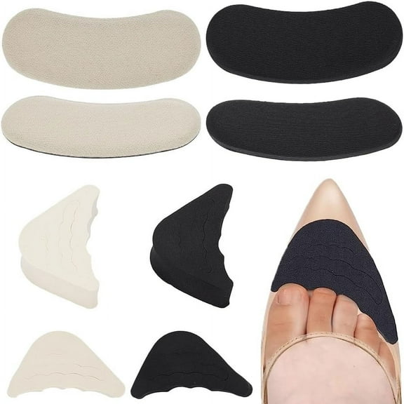 16 Pairs 2 Styles Shoe Heel Insert Toe Filler Inserts Soft Sponge Half Insole Front Insoles Heel Grips Liner Adjustable Foot Brace Pads