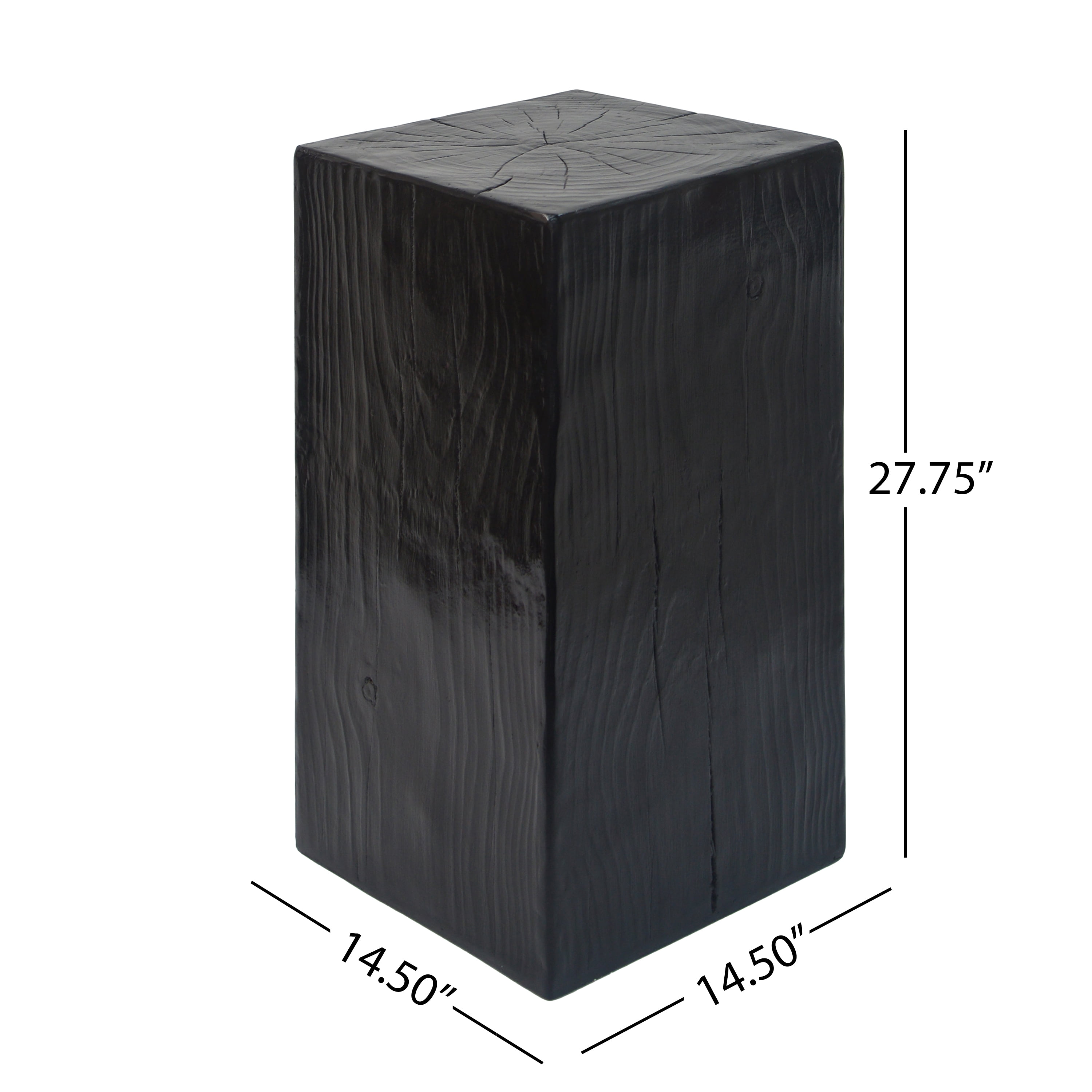 Square-Column End Table, Wood-Look Table for Indoor Outdoor Use, Black