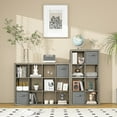 thumbnail image 2 of Bookshelf with Storage Bins, 20-Cube Storage Organizer with Back Panels, Modern Bookshelf for Bedroom, Multifunctional Display Cube Bookshelves for Living Room, Bedroom, Home Office, 2 of 6