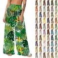 thumbnail image 1 of Pincandy Women Mesh Boho Beach Pants See Through Sheer Swimsuit Bikini Bottom Cover up Party Elastic High Waist Wide Leg Pants, 1 of 7