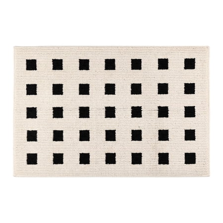 REGALWOVEN Geometric Door Mat Indoor Outdoor Waterproof Non-Slip Low-Profile Entryway Rug, Scraper Mat for Dirt Trapper White 32" x 20"