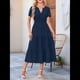 thumbnail image 5 of Vestido Midi Bohemio de Playa para Mujer, Informal, Ligero, de Verano, con Mangas , Escote en V y Cintura Elástica, con Bolsillos. Azul Marino L, 5 of 8