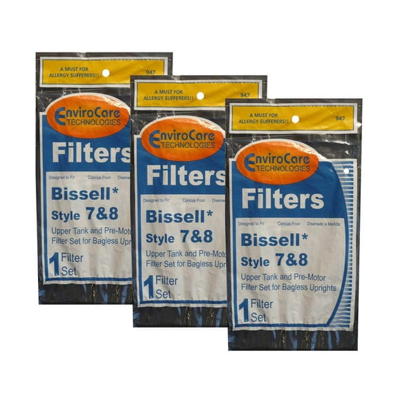 3 Sets of Bissell Type 7, 8, 14 Foam Vacuum Cleaner Filter Kit Style 3093, 3290 Upper Tank Filter   Premotor Filter