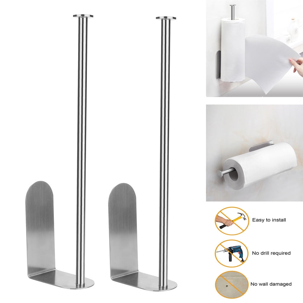 Details about   Pack of 2  Adhesive Paper Towel Holder Under Cabinet Wall Mount No Drilling with