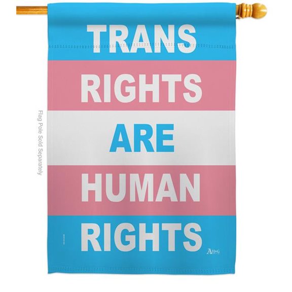 Americana Home & Garden H148688-BO Trans Rights Human Support Pride 28 x 40 in. Double-Sided Decorative Vertical House Flags for Decoration Banner Garden Yard Gift