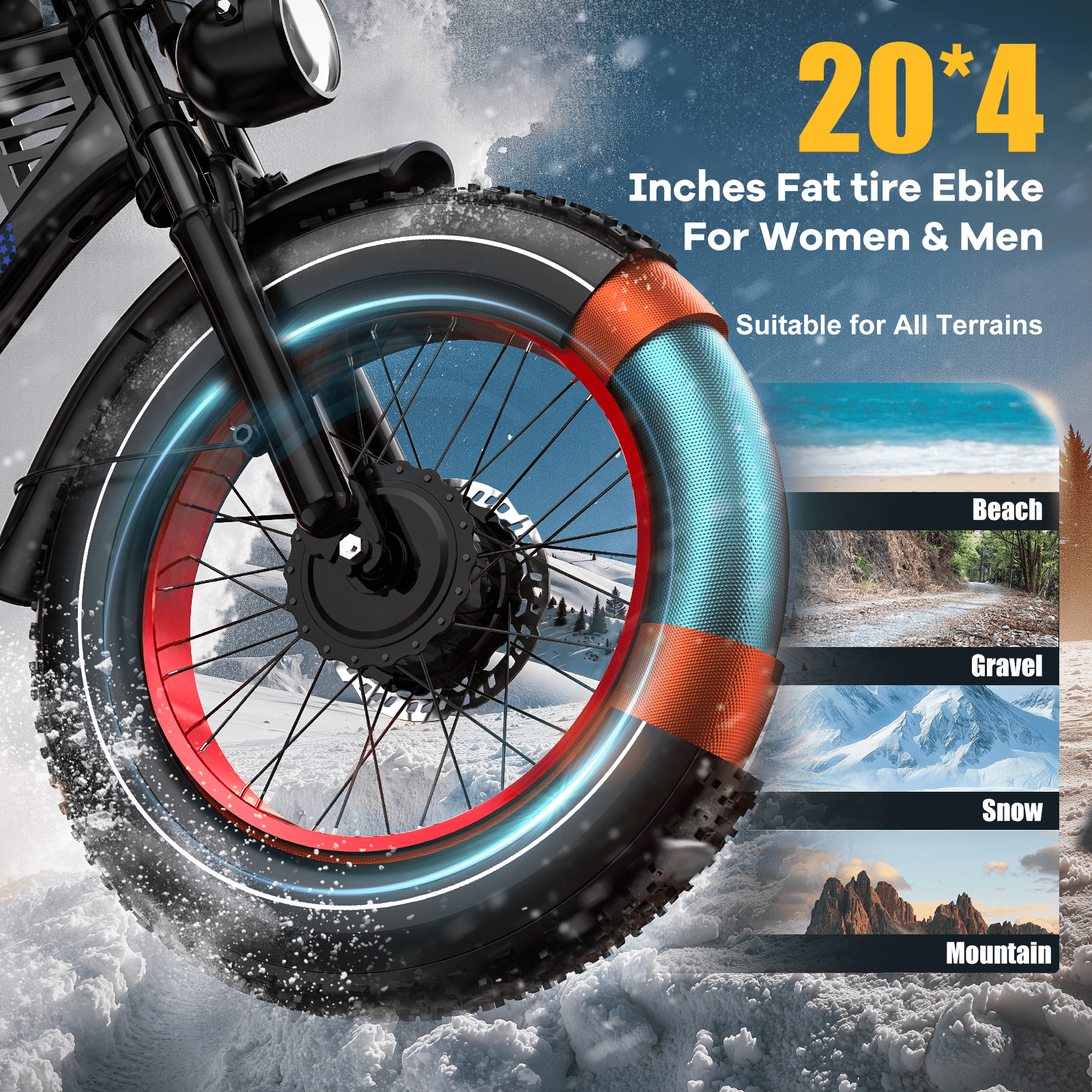 Electric Fat Tire Bike for Adults, 3000W Peak Dual Motor Electric Bicycle , Max 32MPH 20"x4.0 Off-Road Mountain Ebike , 48V 45AH Battery,  200Miles PAS Range,UL2849