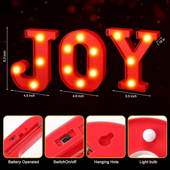 YUYAN-JOY Christmas Light Up Letter Table Decorations, LED Marquee Lights Sign for Indoor Outdoor Home Bedroom Fireplace Bar Xmas Party Decor